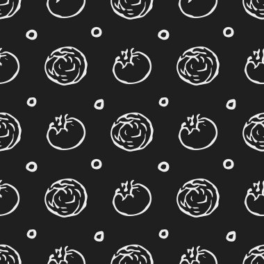 Sebze ikonlarıyla kusursuz desen. Sebze şekilli karalama. Gıda arkaplanı