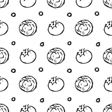 Sebze ikonlarıyla kusursuz desen. Sebze şekilli karalama. Gıda arkaplanı