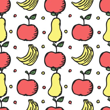 Kusursuz meyve deseni. Meyve ikonlarıyla arkaplanı karala. Meyve arkaplanı