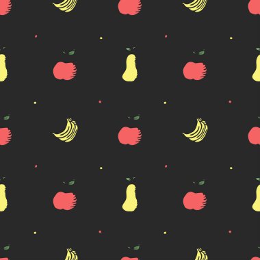 Kusursuz meyve deseni. Meyve ikonlarıyla arkaplanı karala. Meyve arkaplanı