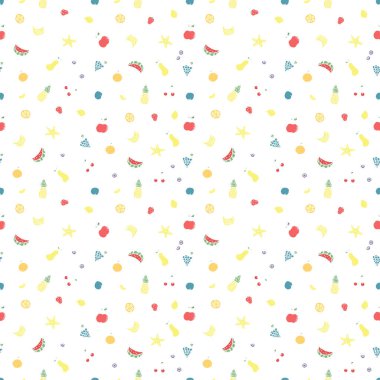 Kusursuz meyve deseni. Meyve ikonlarıyla arkaplanı karala. Meyve arkaplanı