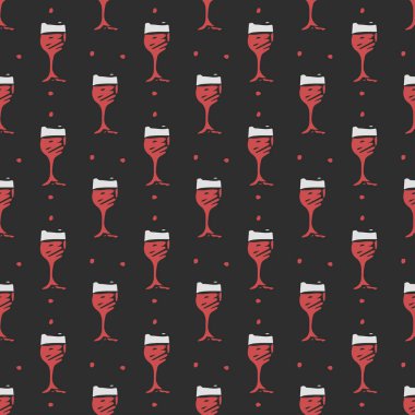 Kusursuz şarap kalıbı. Şarap eşliğinde vektör çizimi. Şarapla desen