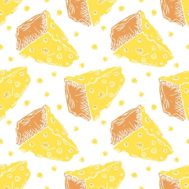 Kusursuz peynir deseni. Peynir simgeleriyle karalama vektör deseni. peynir arkaplanı