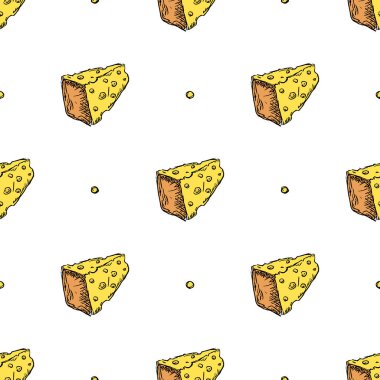 Kusursuz peynir deseni. Peynir simgeleriyle karalama vektör deseni. peynir arkaplanı