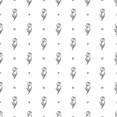 Seamless floral pattern. Doodle background with flowers. Spring pattern