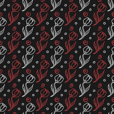 Seamless floral pattern. Doodle background with flowers. Spring pattern