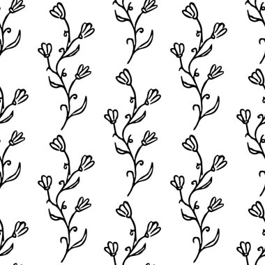 Seamless floral pattern. Doodle background with flowers. Spring pattern