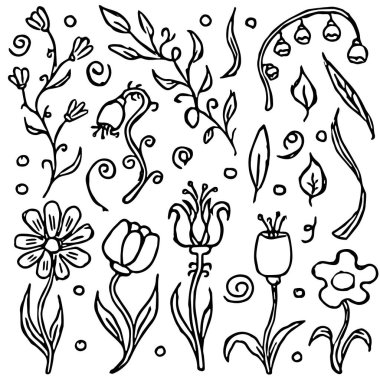 Floral background. Doodle background with flowers. Spring pattern