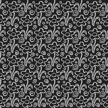 Seamless floral pattern. Doodle background with flowers. Spring pattern