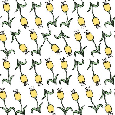 Seamless floral pattern. Doodle background with flowers. Spring pattern