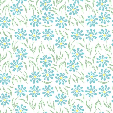 Seamless floral pattern. Doodle background with flowers. Spring pattern