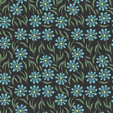 Seamless floral pattern. Doodle background with flowers. Spring pattern