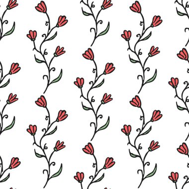 Seamless floral pattern. Doodle background with flowers. Spring pattern