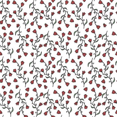 Seamless floral pattern. Doodle background with flowers. Spring pattern