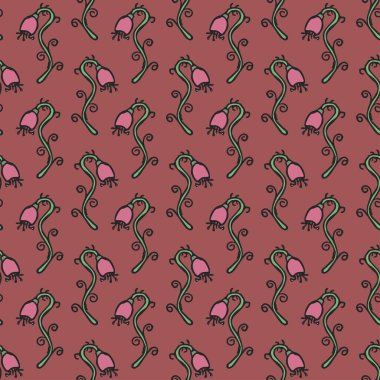 Seamless floral pattern. Doodle background with flowers. Spring pattern