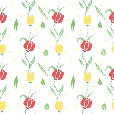 Seamless pattern with flowers. Doodle floral background. Spring pattern
