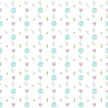 Seamless pattern with flowers. Doodle floral background. Spring pattern