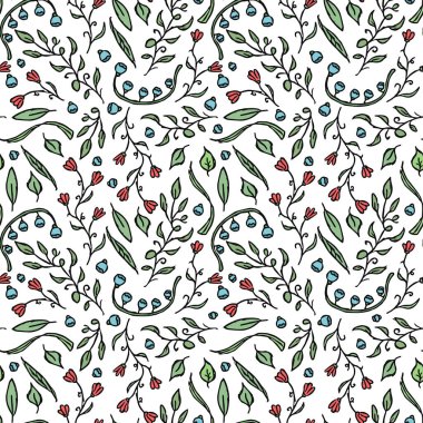 Seamless pattern with flowers. Doodle floral background. Spring pattern