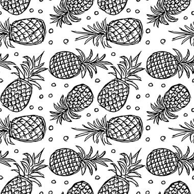 Kusursuz ananas deseni. Ananaslı karalama çizimi. Klasik ananas deseni