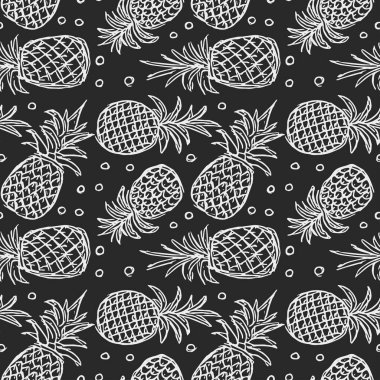 Kusursuz ananas deseni. Ananaslı karalama çizimi. Klasik ananas deseni