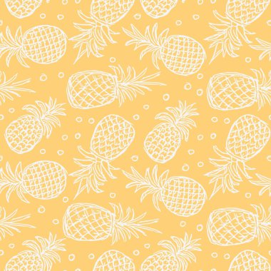 Seamless pineapple pattern. Doodle illustration with ananas. Vintage pineapple pattern clipart