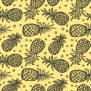 Kusursuz ananas deseni. Ananaslı karalama çizimi. Klasik ananas deseni