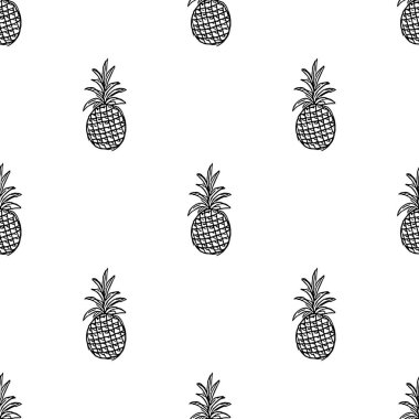 Kusursuz ananas deseni. Ananaslı karalama çizimi. Klasik ananas deseni