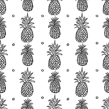 Kusursuz ananas deseni. Ananaslı karalama çizimi. Klasik ananas deseni