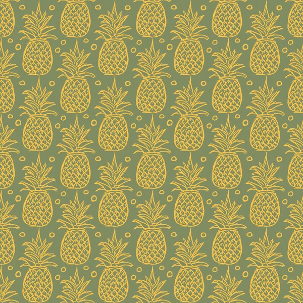 Seamless Pineapple Pattern Doodle Illustration Ananas Vintage Pineapple Pattern — Stock Photo, Image