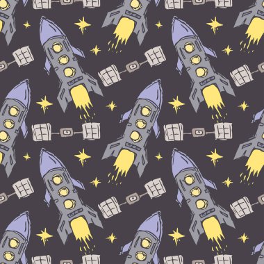 Kusursuz uzay deseni. Kozmos arka planı. Çizim alanı resimlemesi