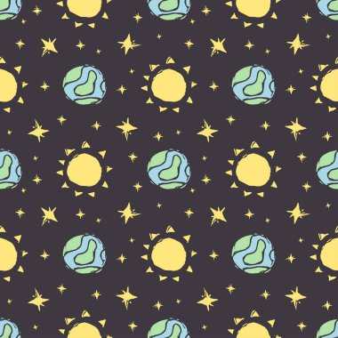 Kusursuz uzay deseni. Kozmos arka planı. Çizim alanı resimlemesi