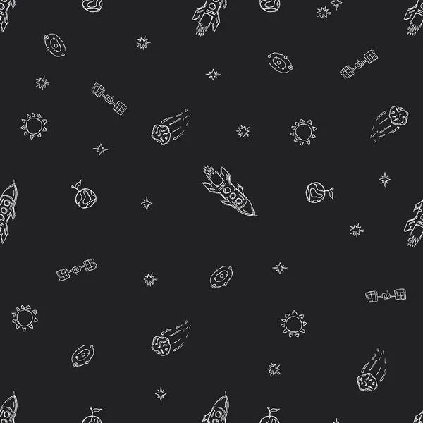 Nahtloses Raummuster Kosmos Hintergrund Gekritzelte Weltraumillustration — Stockfoto