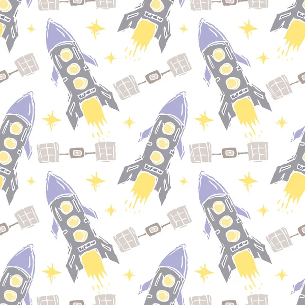 Seamless space pattern. Cosmos background. Doodle space illustration