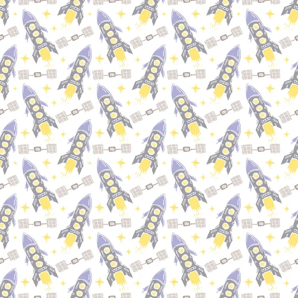 Seamless space pattern. Cosmos background. Doodle space illustration
