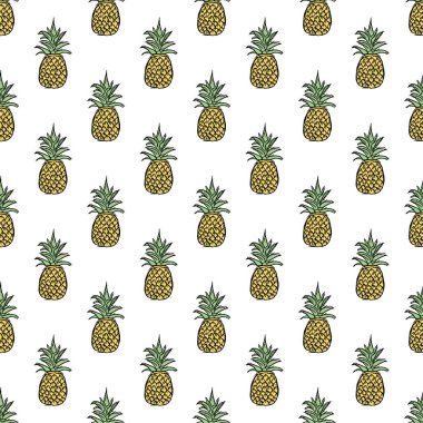 Kusursuz ananas deseni. Ananaslı karalama çizimi. Klasik ananas deseni