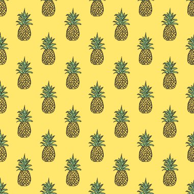 Kusursuz ananas deseni. Ananaslı karalama çizimi. Klasik ananas deseni