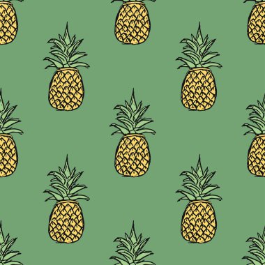 Kusursuz ananas deseni. Ananaslı karalama çizimi. Klasik ananas deseni