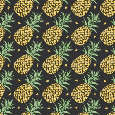 Kusursuz ananas deseni. Ananaslı karalama çizimi. Klasik ananas deseni