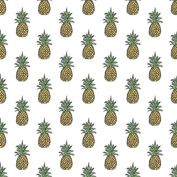 Naadloze Ananas Patroon Doodle Illustratie Met Ananas Vintage Ananas Patroon — Stockfoto