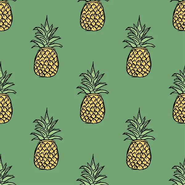 Nahtloses Ananas Muster Doodle Illustration Mit Ananas Weinlese Ananas Muster — Stockfoto