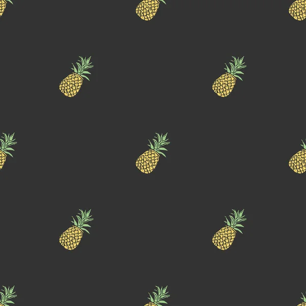 Seamless pineapple pattern. Doodle illustration with ananas. Vintage pineapple pattern
