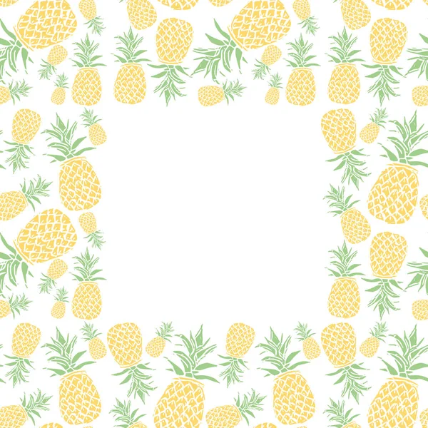 Seamless Pineapple Frame Doodle Illustration Ananas Vintage Pineapple Background — Stock Photo, Image