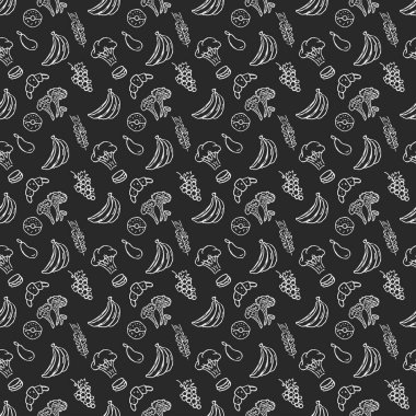 Kusursuz yemek kalıbı. Doodle yemek illüstrasyonu. Elle çizilmiş yemek geçmişi
