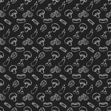 Kusursuz yemek kalıbı. Doodle yemek illüstrasyonu. Elle çizilmiş yemek geçmişi