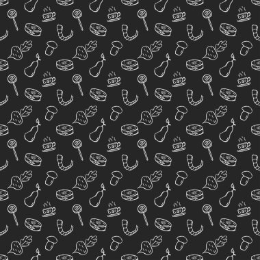 Kusursuz yemek kalıbı. Doodle yemek illüstrasyonu. Elle çizilmiş yemek geçmişi