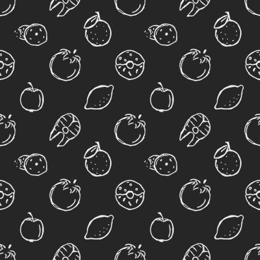 Kusursuz yemek kalıbı. Doodle yemek illüstrasyonu. Elle çizilmiş yemek geçmişi