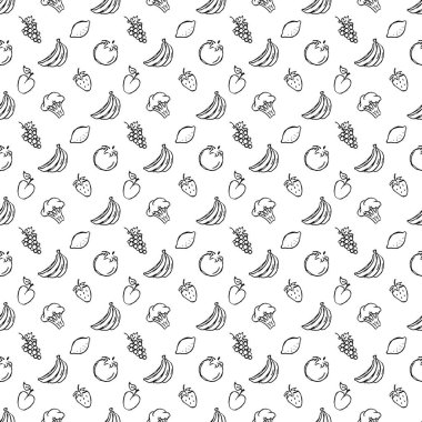 Kusursuz yemek kalıbı. Doodle yemek illüstrasyonu. Elle çizilmiş yemek geçmişi