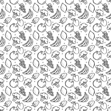 Kusursuz yemek kalıbı. Doodle yemek illüstrasyonu. Elle çizilmiş yemek geçmişi