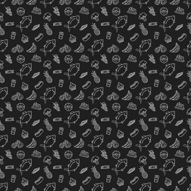Kusursuz yemek kalıbı. Doodle yemek illüstrasyonu. Elle çizilmiş yemek geçmişi