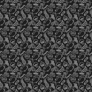 Kusursuz yemek kalıbı. Doodle yemek illüstrasyonu. Elle çizilmiş yemek geçmişi